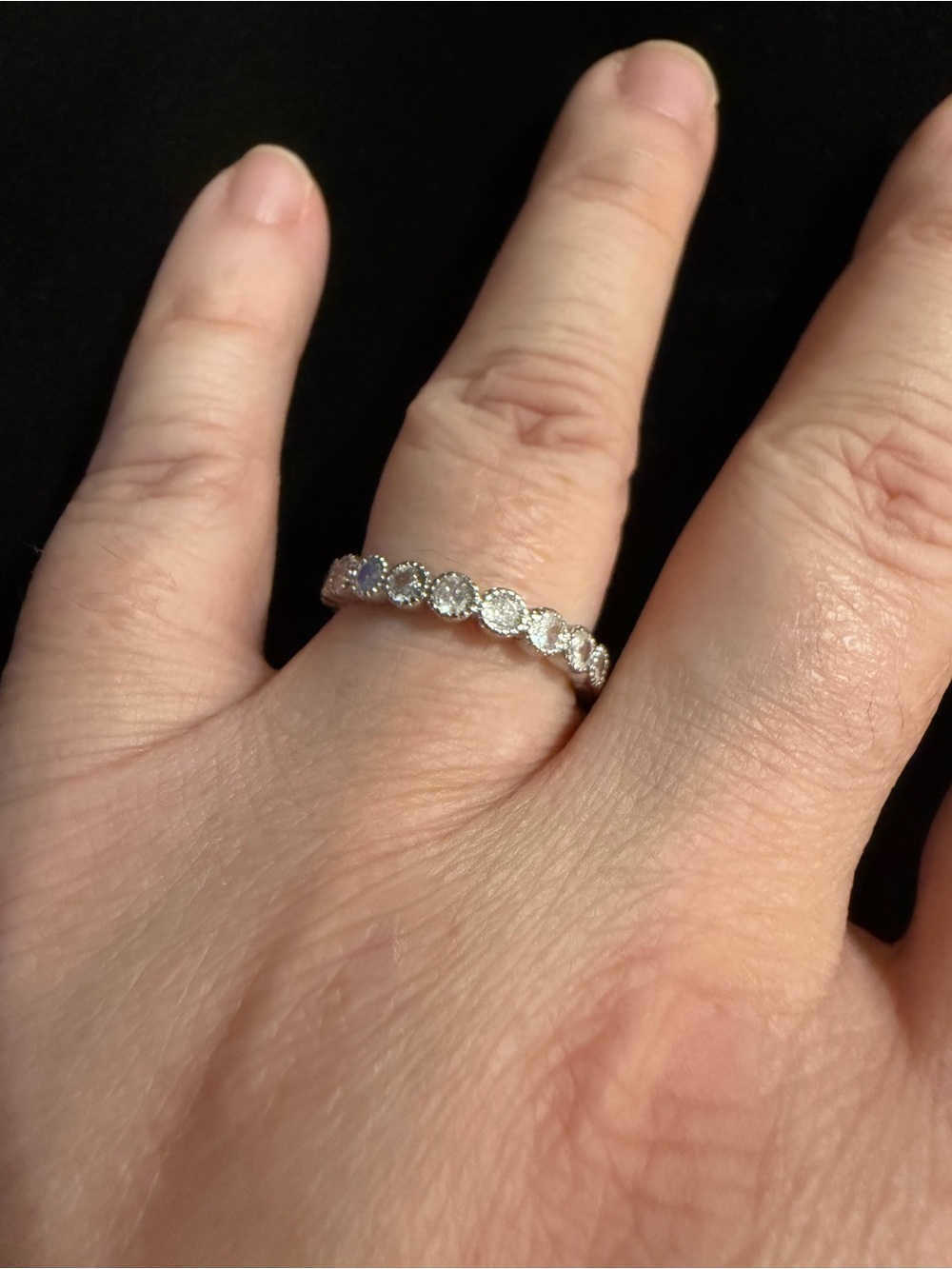 Silver-tone Diamond Eternity Band - Clear/White
